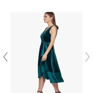 DKNY Elegant Green Velvet Wrap Dress
